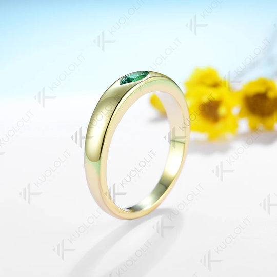 Kuololit 0.3CT Lab Grown Emerald Ring for Women Solid 18K 14K 10K 585 White Gold Marquise Gemstone Ring for Christmas Engagement