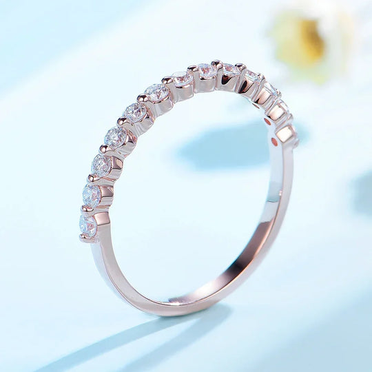 Kuololit Moissanite Ring 585 14K 10K 18K Rose Gold Half Eternity Bubble Rings for Women Jewelry Wedding Diamond Engagement Band