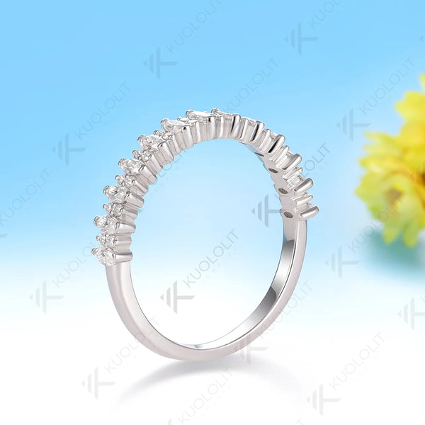 Kuololit 0.8CTW Lab Grown Diamonds Marquise Ring for Women Solid 14K10K 585 White Gold Engagement Ring for Christmas Gifts Party