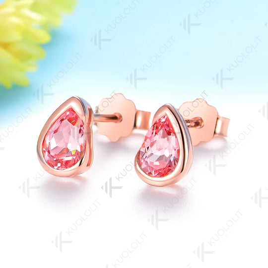 Kuololit 1CTW Lab Grown Pink Sapphire Stud Earrings for Women Solid 14K10K 585 Rose Gold Earrings for Engagement Christmas Gifts