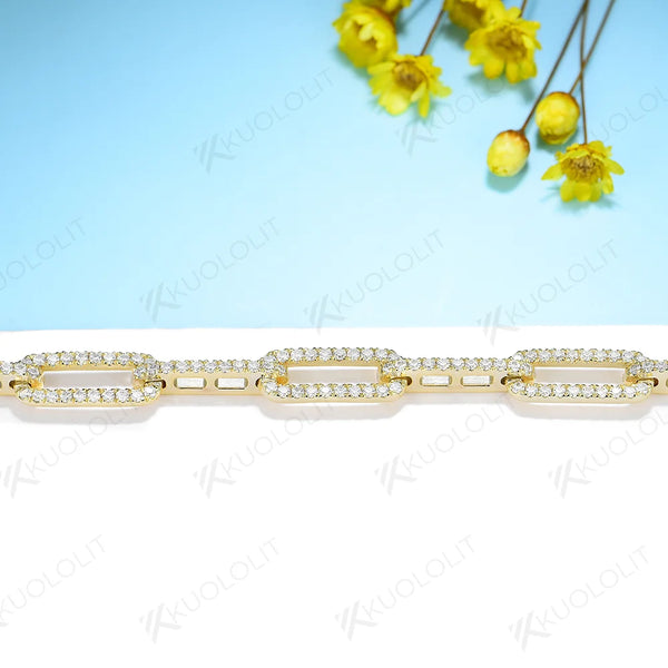 Kuololit Moissanite Bracelets for Women Men 585 10K 9K  Adjustable Chains Emerald for Engagement Wedding Party Christmas Gifts