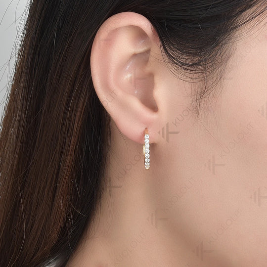 Kuololit 0.54CTW Lab Grown Diamond Hoop Earrings for Women Solid 18K 14K 10K 585 Yellow Gold Earrings for Engagement Wedding