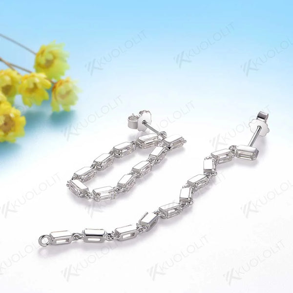 Kuololit 2CTW Lab Grown Diamonds Stub Earrings for Women Solid 14K 10K 585 Yellow Gold Emerald Clip Earring for Christmas Gifts