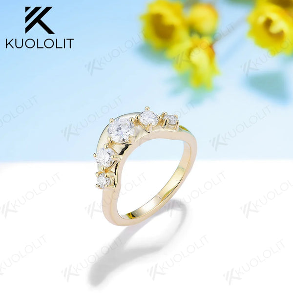 Kuololit 0.6CT Lab Grown Diamond Rings for Women Solid Platinum 900 Gold Enhancing Eternity Match Band for Engagement Wedding
