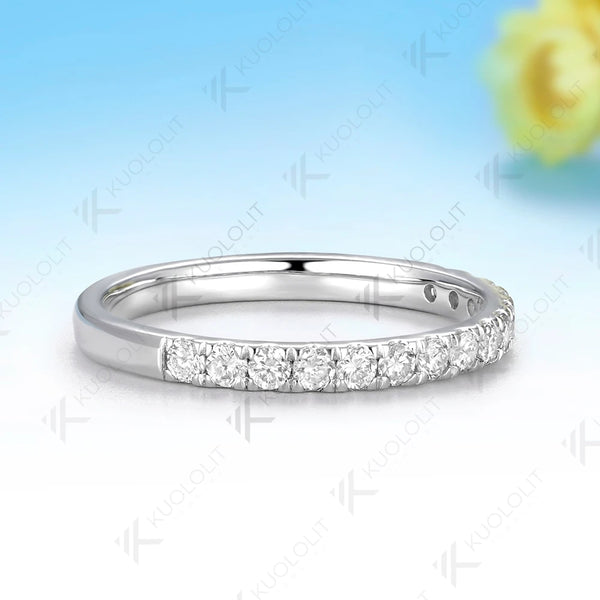 Kuololit Lab Grown Diamond Wedding Band Ring for Men Women Solid 14K10K Yellow Gold Half Eternity Band for Christmas Gift Luxury
