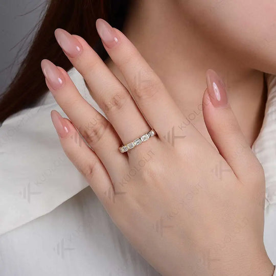 Kuololit 1.7CTW Lab Grown Diamonds Emerald Cut Ring for Men Women Soild 14K 10K Yellow Gold Engagement Ring for Christmas Gifts