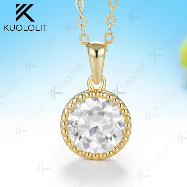 Kuololit 3CT OEC Moissanite Necklace for Women Solid 585 14K 10K Yellow Gold Custom Necklace for Christmas Anniversary Gifts