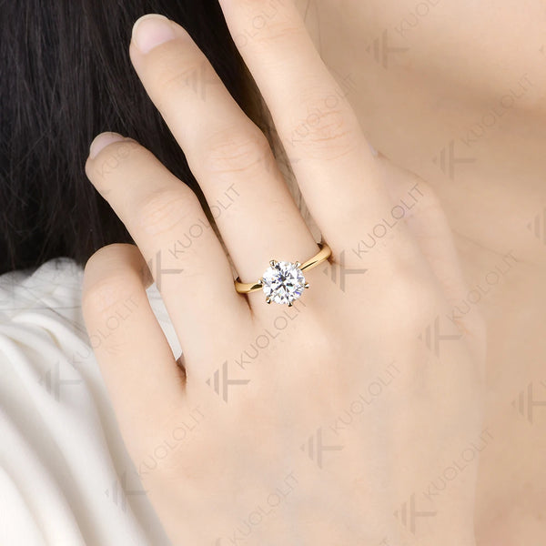 Kuololit 3CT IGI Lab Grown Diamonds Custom Ring for Women Solid 14K 10K Yellow Gold Ring for Anniversary Christmas Gifts Party