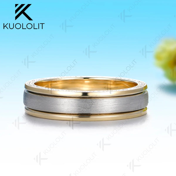 Kuololit 0.4CTW Lab Grown Diamonds Ring for Women Men Solid 14K 10K 585 Yellow Gold Wedding 5mm Band for Christmas Gifts Party