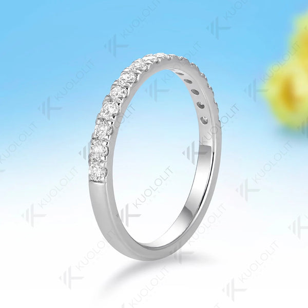 Kuololit Lab Grown Diamond Wedding Band Ring for Men Women Solid 14K10K Yellow Gold Half Eternity Band for Christmas Gift Luxury
