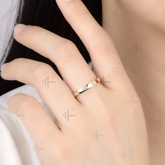 Kuololit 1CTW Emerald Cut Moissanite Custom Ring for Men Women Solid 14K 10K 585 Yellow Gold Wedding Band for Christmas Luxury