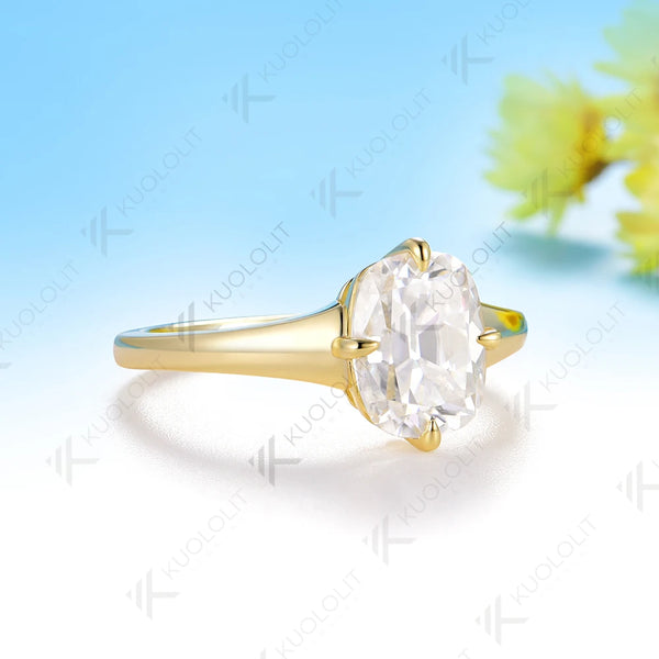 Kuololit 3CT OMC Moissanite Ring for Women Solid 14K 10K 585 Yellow Gold Engagement Ring for Christmas Gifts Party Anniversary