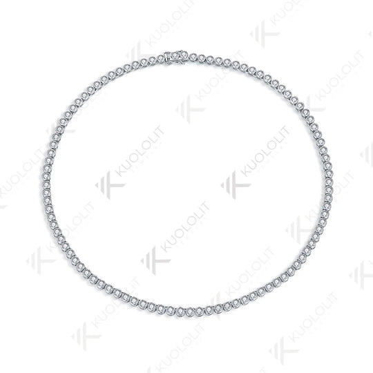 Kuololit 10.5 CTW Moissanite Tennis Necklace for Women Pure 18K 14K 10K Gold Necklace for Anniversary Engagement Christmas Gifts