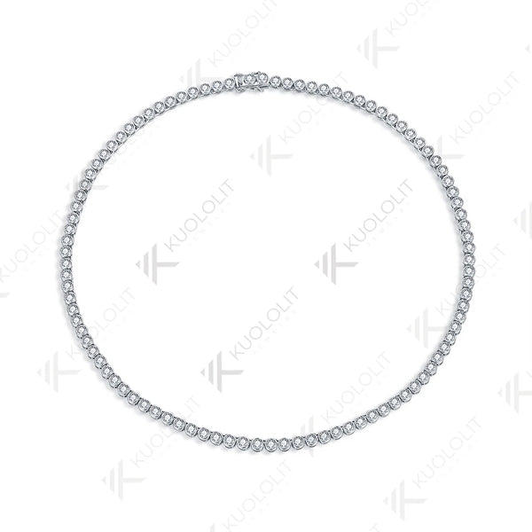 Kuololit 10.5 CTW Moissanite Tennis Necklace for Women Pure 18K 14K 10K Gold Necklace for Anniversary Engagement Christmas Gifts