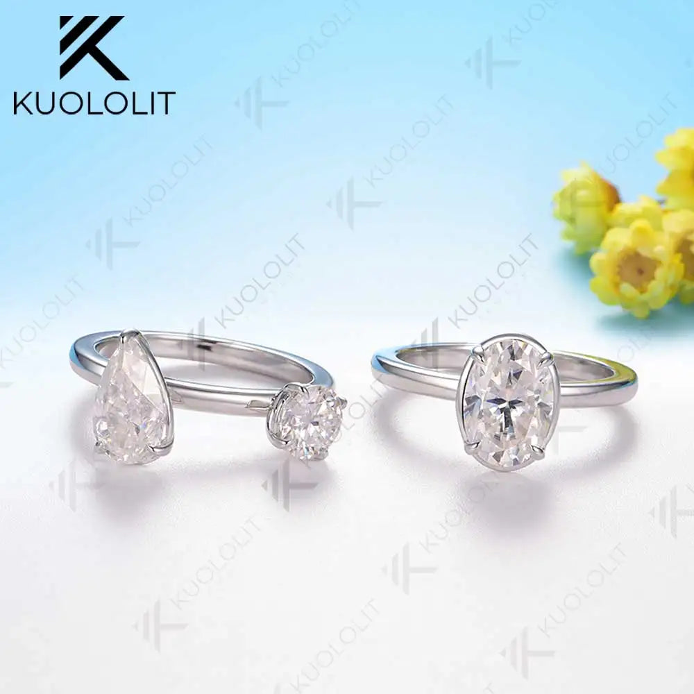 Kuololit 6.5CTW Moissanite DVVS1 Rings for Women Soild 14K 585 Gold Set Rings for Engagement Anniversary Christmas Party Gifts