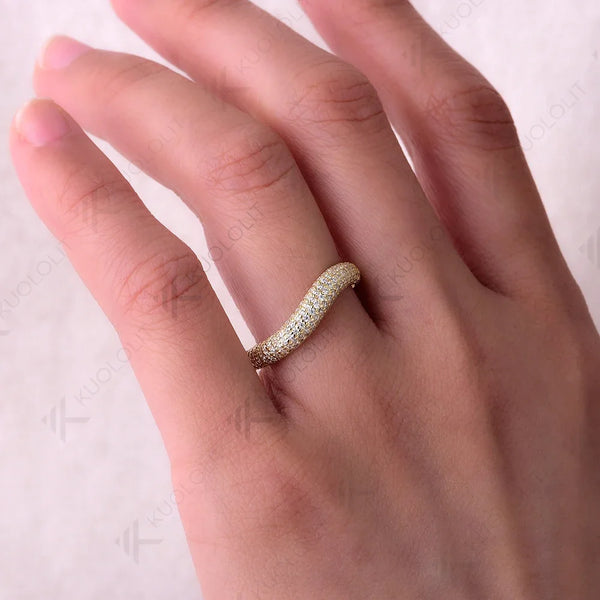 Kuololit V Lab Grown Diamond Band for Women Solid 18K 14K 10K Gold D VS1 Diamond Ring for Anniversary Engagement Gifts Party