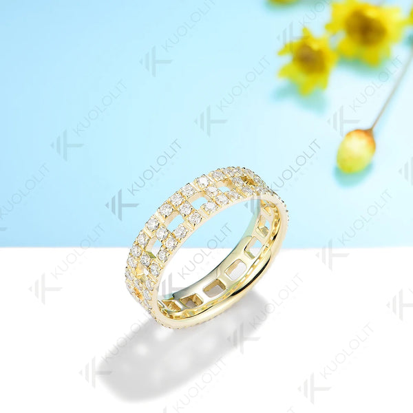 Kuololit 1.2ctw Moissanite Rings for Men Women Yellow Gold PT950 14K 10K 925 Sliver Band Ring for Engagement Wedding Christmas