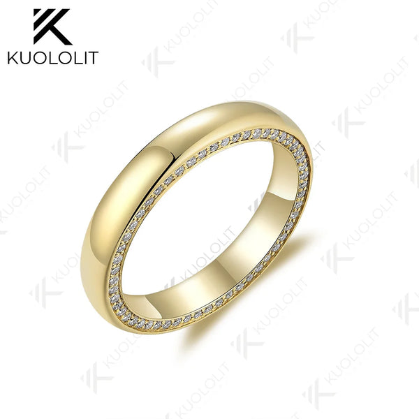 Kuololit PT900 0.54CTW Lab Grown Diamonds Band Rings for Women Solid  14K 10K 585 Gold Wedding Band for Engagement Christmas