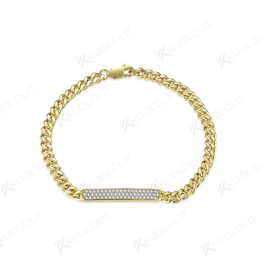 Kuololit Moissanite Bracelets for Men Women 925 Sterling Silver Hip Pop Link Chain Bracelet for Party Christmas Classic Gifts