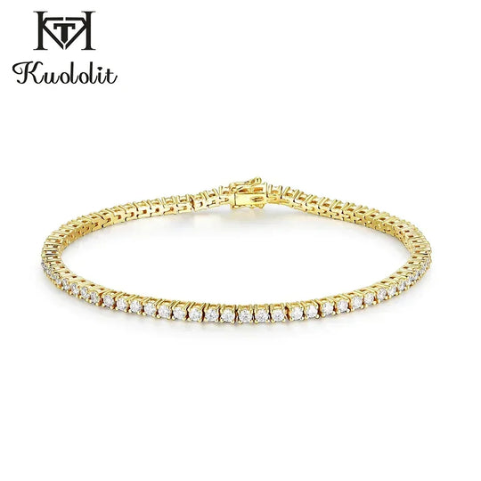 Kuololit Moissanite Bracelet for Women Solid 14K 10K Yellow Gold GRA Moissanite Tennis Bracelet for Engagement Christmas Gifts