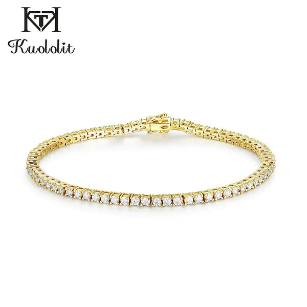 Kuololit Moissanite Bracelet for Women Solid 14K 10K Yellow Gold GRA Moissanite Tennis Bracelet for Engagement Christmas Gifts