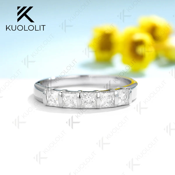 Kuololit1.5CTW Princess Cut Moissanite Ring for Women Solid 18K1410k 585 Rose Gold Wedding Bands for Engagement Christmas Gifts