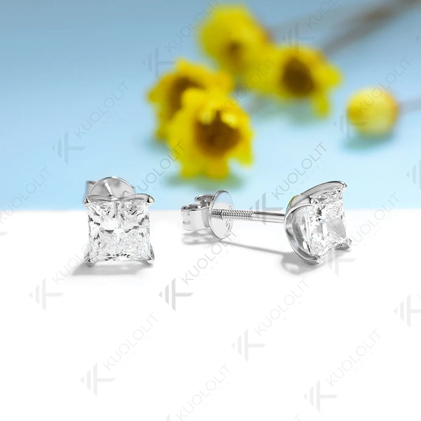 Kuololit IGI 2CTW Lab Grown Diamonds Stud Earrings for Women Solid 18K 14K 10K 585 White Gold for Anniversary Christmas Gifts