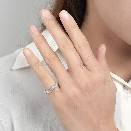 Kuololit Moissante Band for Men Women Solid 18K 14K 10K Gold Ring for Anniversary Engagement Gifts Party Wedding Christmas