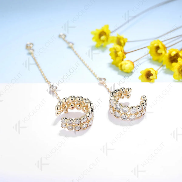 Kuololit 2.2CTW Moissanite Earrings for Women 14K 10K Solid Gold White Gold 925 Silver Clip Hoop for Party Christmas Classic