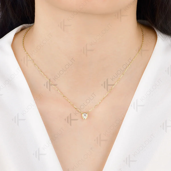 Kuololit 0.5CT NGIC Lab Grown Diamonds Custom Necklace for Women Solid 585 14K 10K Yellow Gold Necklace for Christmas Gifts