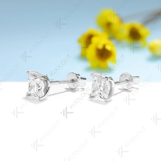 Kuololit IGI 2CTW Lab Grown Diamonds Stud Earrings for Women Solid 18K 14K 10K 585 White Gold for Anniversary Christmas Gifts