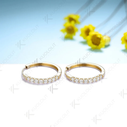 Kuololit 0.54CTW Lab Grown Diamond Hoop Earrings for Women Solid 18K 14K 10K 585 Yellow Gold Earrings for Engagement Wedding
