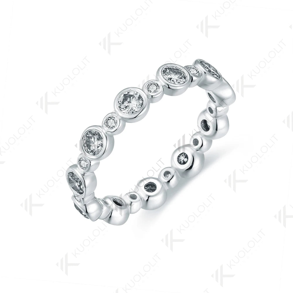 Kuololit 1.3CTW White Moissanite Ring for Women Solid 18K 14K 10K 585 White Gold Eternity Full Band for Christmas Gifts Party