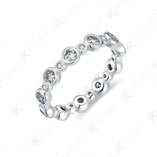 Kuololit 1.3CTW White Moissanite Ring for Women Solid 18K 14K 10K 585 White Gold Eternity Full Band for Christmas Gifts Party