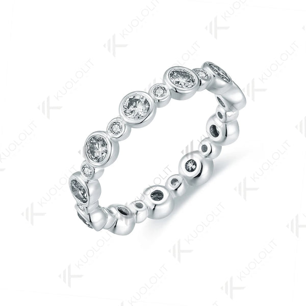 Kuololit 1.3CTW Lab Grown Diamond Ring for Women Solid 18K 14K 10K 585 White Gold Eternity Full Band for Christmas Gifts Party