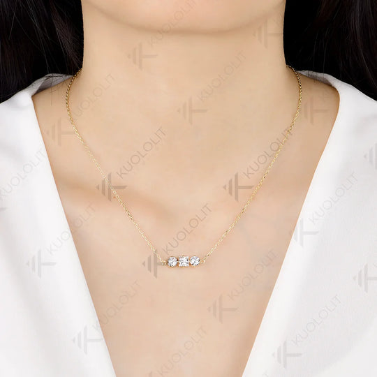 Kuololit 1.5CTW Moissanite Custom Necklace for Women Solid 585 14K 10K Yellow Gold Necklace for Christmas Gifts Party
