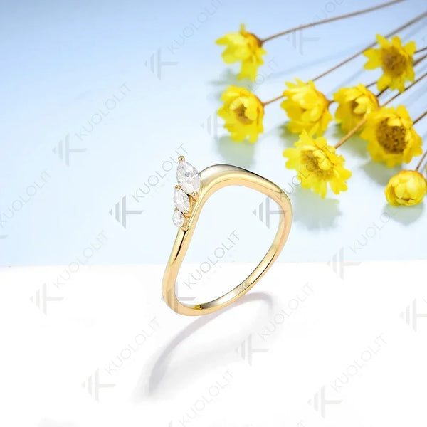 Kuololit 0.45CTW  Lab Grown Diamonds Rings for Women Men Marquise Diamonds Solid 18K 14K 10K Wedding Band for Anniversary Gifts