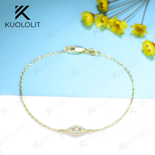 Kuololit Moissanite Bracelets for Women Men 585 18K 10K Adjustable Chains Eyes Charm for Engagement Party Christmas Classic Gift