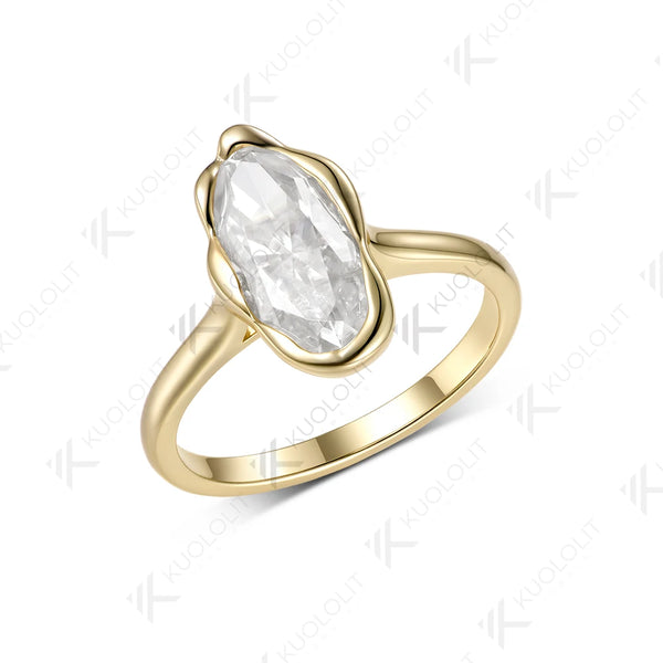 Kuololit 2.5CT Moissanite Custom Ring for Women Men Solid 14K 10K Yellow Gold Oval Cut for Christmas Gifts Party Anniversary