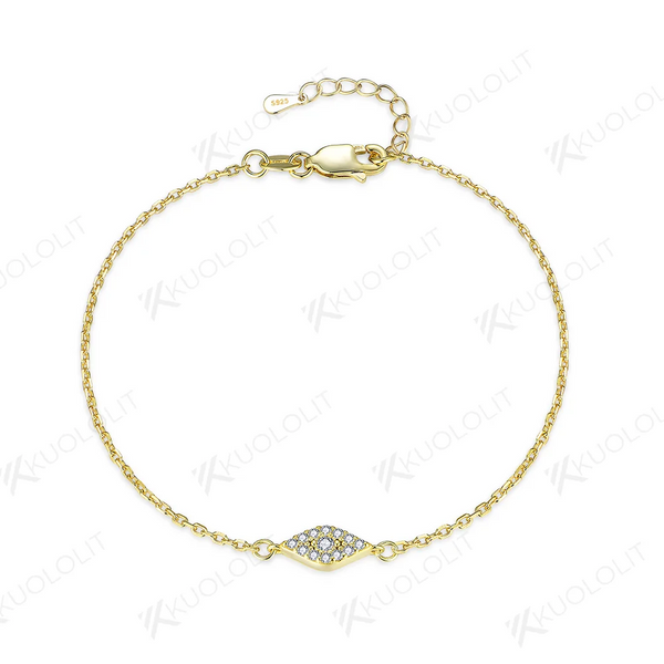 Kuololit Moissanite Bracelets for Women Men 585 18K 10K Adjustable Chains Eyes Charm for Engagement Party Christmas Classic Gift