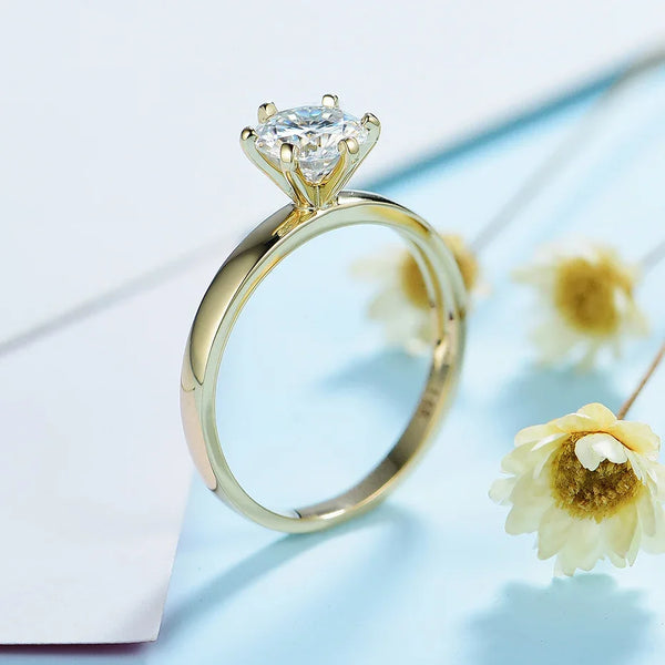 Kuololit 1CT 2CT Round Moissanite Solitaire Engagement Ring for Wedding Engagement Durability