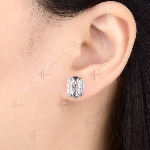 Kuololit 3CTW Moissanite Custom Stud Earrings for Women Solid 14K 10K 585 Yellow Gold Stud Earrings for Christmas Gifts Party