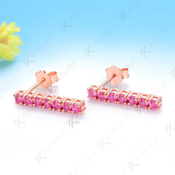 Kuololit 0.63CTW Lab Grown Pink Sapphire Custom Stud Earrings for Women Solid 14K10K 585 Yellow Gold Stud Earrings for Christmas