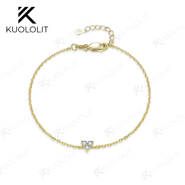 Kuololit Moissanite Bracelets for Women Men 585 18K 10K Adjustable Chains Charm Bracelets for Engagement Party Christmas Gifts