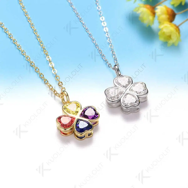 Kuololit 2.5CTW Lab Grown Rainbow Sapphire Necklace for Women Solid 14K 10K Gold Gemstone Heart Pendant for Christmas Gift