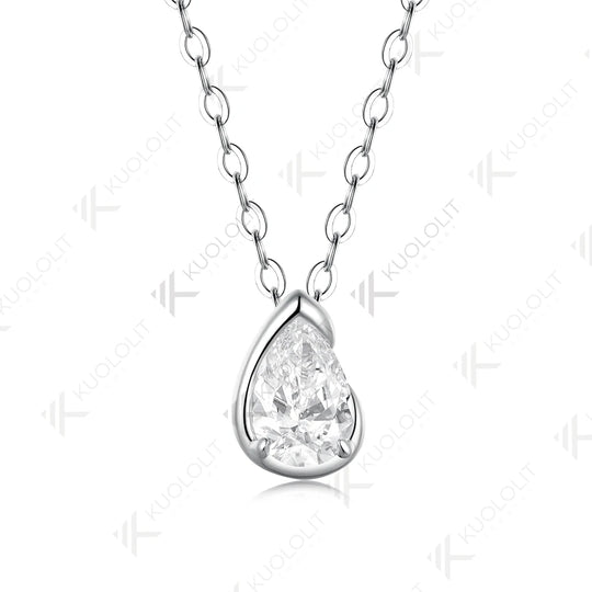 Kuololit 0.5CT Pear Moissanite Necklace for Women Men for Women Solid 14K 10K 585 Yellow Gold Necklace for Christmas Gifts