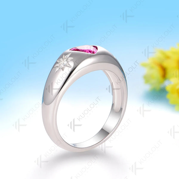 Kuololit 0.8CT Lab Grown Ruby Diamonds Heart Ring for Women Solid 18K 14K10K 585 White Gold for Anniversary Christmas Gifts New