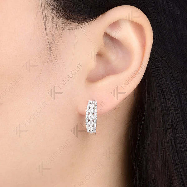 Kuololit 1CTW Moissanite Custom Hoop Earrings for Women Solid 14K 10K Yellow Gold for Christmas Gifts Party Engagement Jewelry