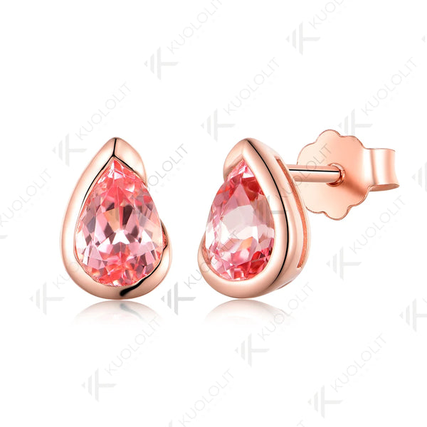 Kuololit 1CTW Lab Grown Pink Sapphire Stud Earrings for Women Solid 14K10K 585 Rose Gold Earrings for Engagement Christmas Gifts