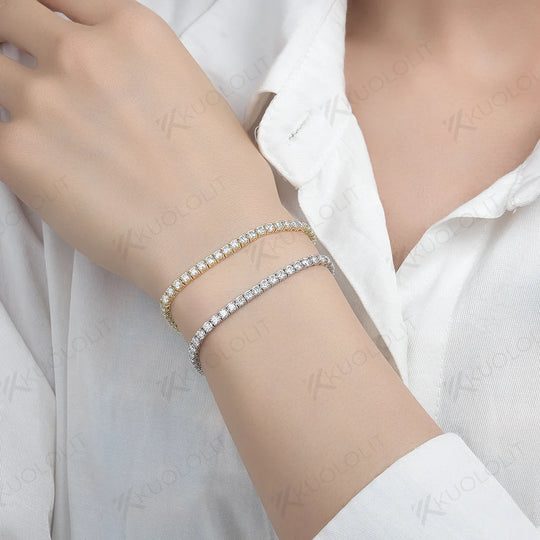 Kuololit 5.3CTW Moissanite Tennis Bracelets for Women Men 585 14K 10K Adjustable Chains for Engagement Wedding Party Christmas